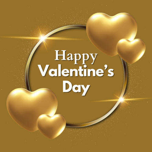 Golden heart on a design, Happy valentines Day.