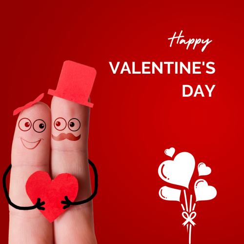 Two fingers on red background, Happy valentines day.