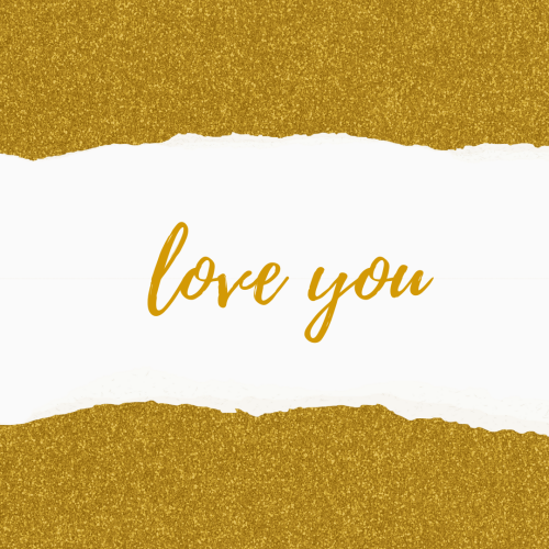 White and golden color on a wish card, Love you