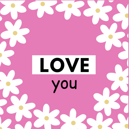 Pink background and white flowers on wish card, Love you