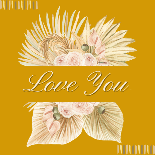 Flower design on yellow background, Love you