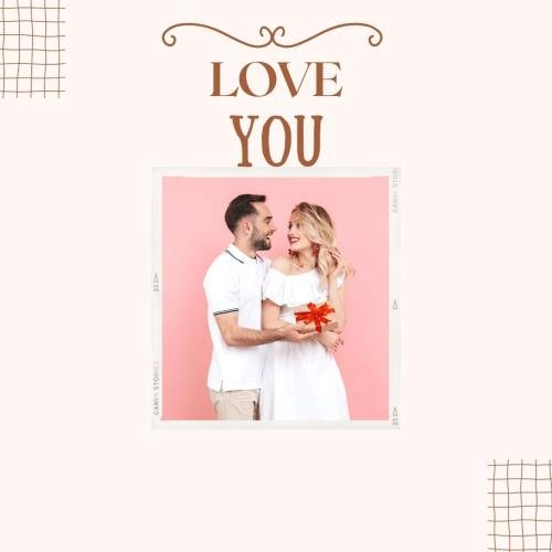 Couple holding gift on wish card Love you.