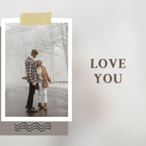 Romantic couple on wish card Love you.