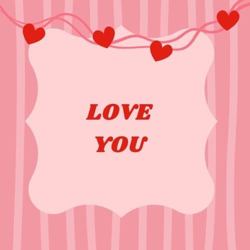 Red hearts on wish card Love you.