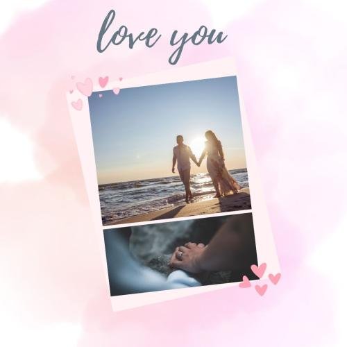 Couple holding hands on wish card Love you.