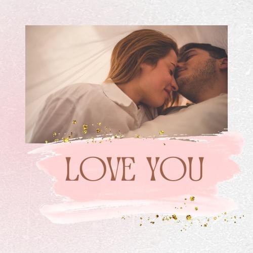 Romantic couple on wish card Love you.