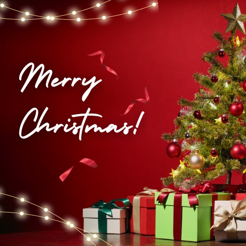 Merry Christmas Card With Christmas Tree, Merry Christmas