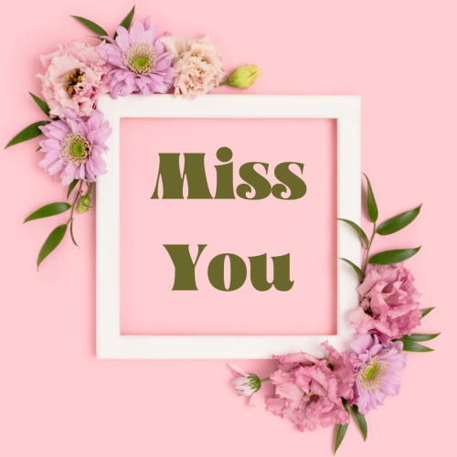 Miss you, a beautiful flower view around the frame.