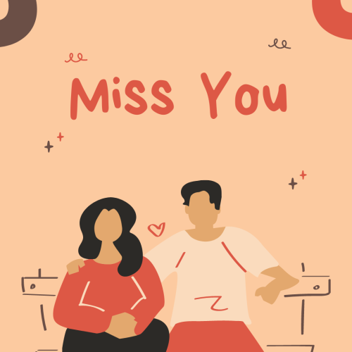 A couple standing on a bench, Miss You.