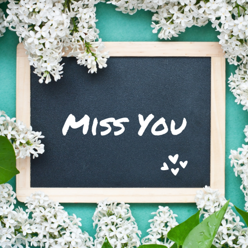 Lots of white flowers and black background, Miss You. 