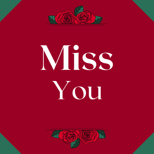 Red background and red flowers, Miss You.