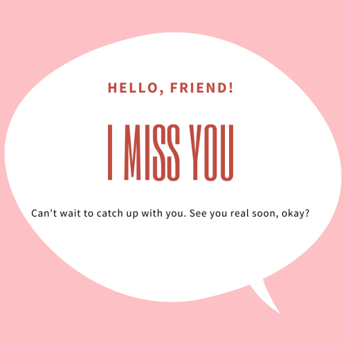 Miss you message shape icon on pink background.