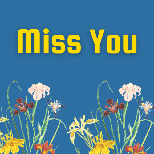 Miss you, flowers on a bottom.