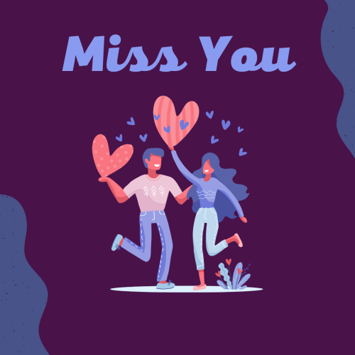 Miss You, characters on a purple background.