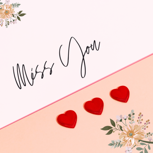 Three heart beautiful wish card design, Miss You.
