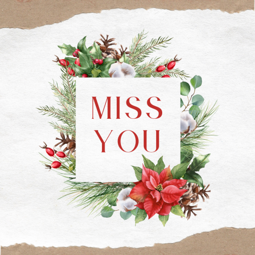 Flowers on a wish card, Miss You.