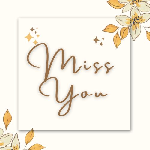 Flower painting on a wish card, Miss You.