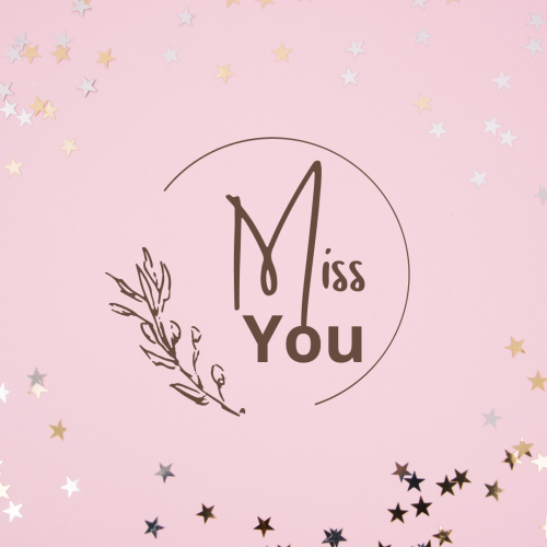 Lots of stars on a pink background, Miss You.