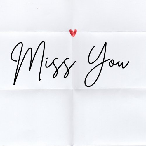 Miss You, simple white wish card.