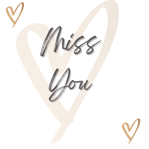 Miss You, Hearts on off white background.