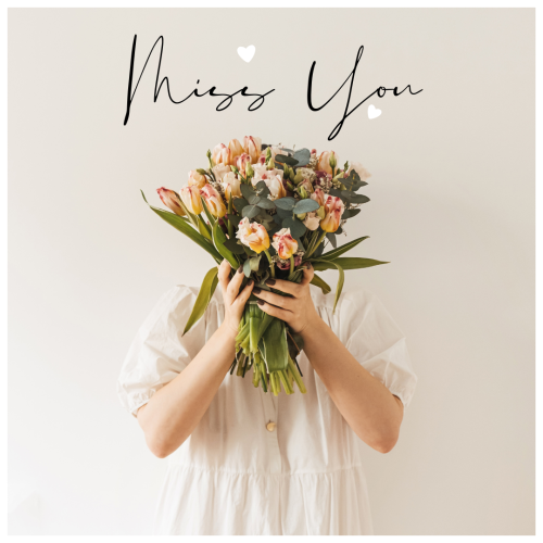 Miss you, a girl holding a bokeh.