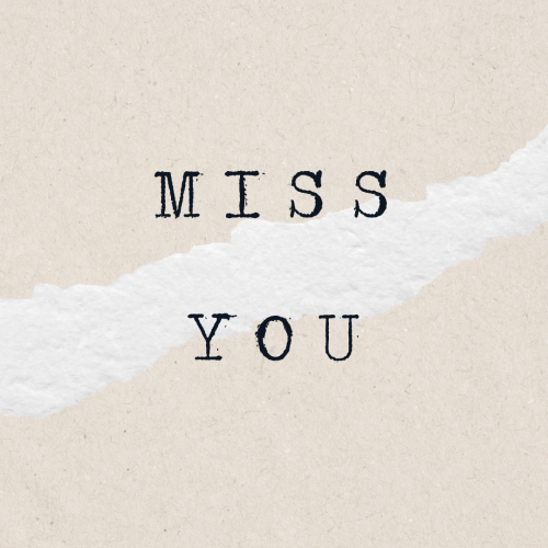 Miss You, wall theme wish card.