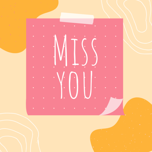 Miss You, pink and orange color design.