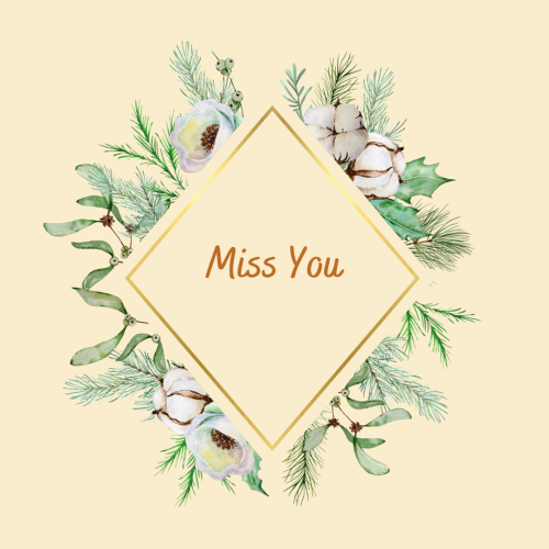 Miss you with flowers and pink background