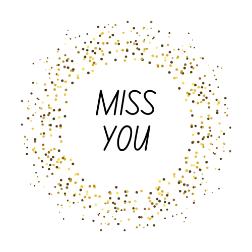 Miss you, lots of colorful particles on white background.