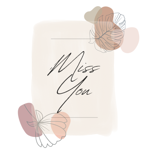 Miss you, leaves drawing on a canvas.