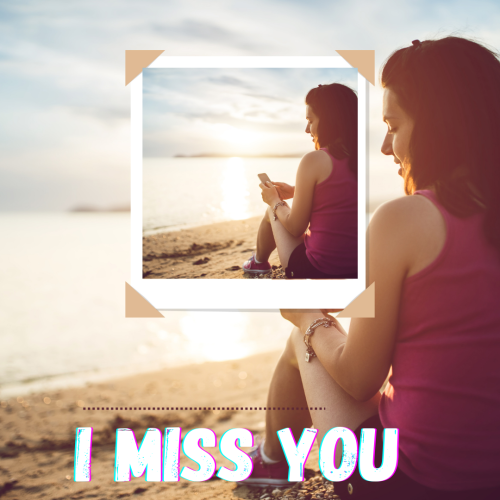 Girl holding a phone, I miss you alot