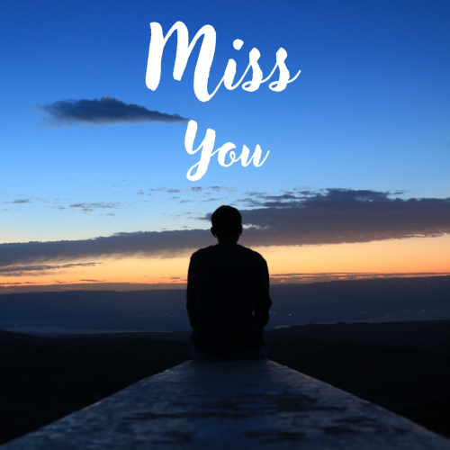A man sitting on sea, Miss you.
