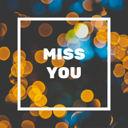 Golden shiny particles on black background, Miss You.