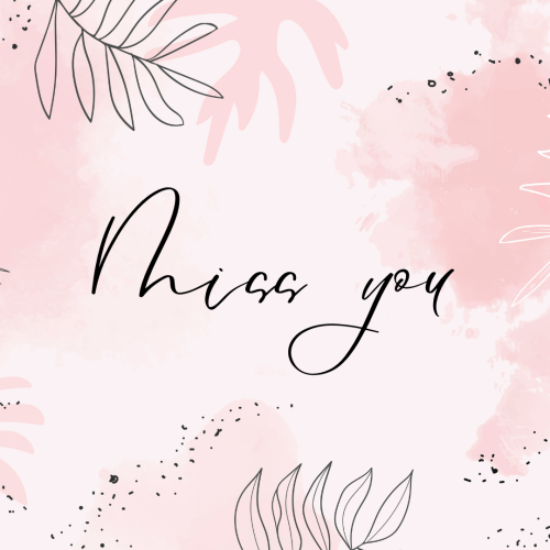 Pink color wish card, Miss You.