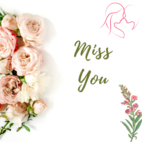 Lots of flowers on a white background, Miss You.