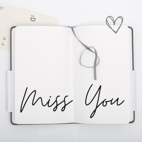 Miss You, white theme wish card.