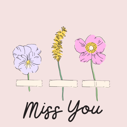 Three different types of flowers, Miss You.
