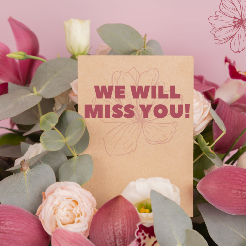 A cardboard in the flowers, Miss you