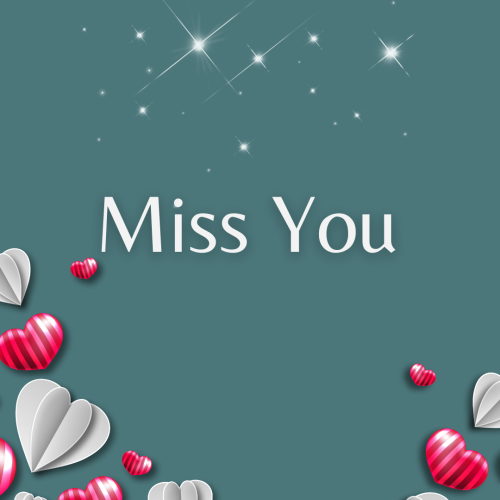 Miss You, white and pink heart.
