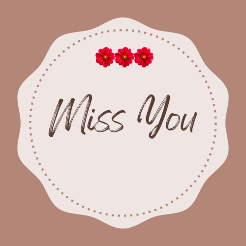 Miss you, red flower on a design.