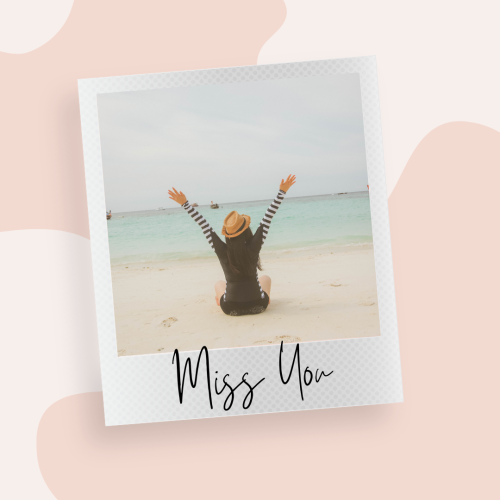 A girl sitting on a sea side, Miss You.