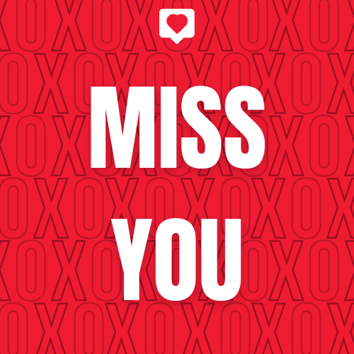 Miss You. on a red background.
