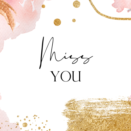 Miss you, a shiny and colorful wish card design.