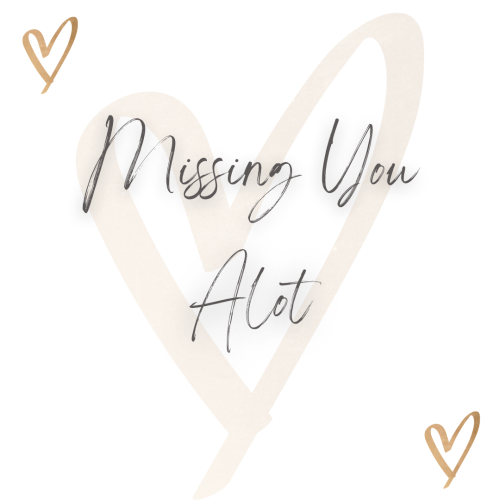 Missing You alot, Hearts on off white background.