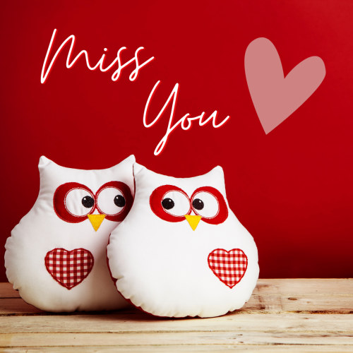 Two bird shape characters, Miss You.