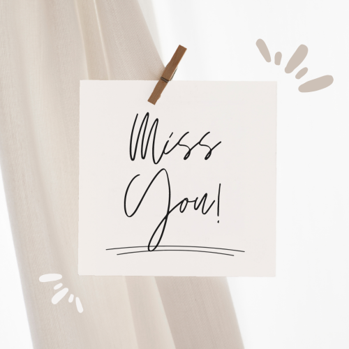 Miss You, blue background and different circle on a wish card.