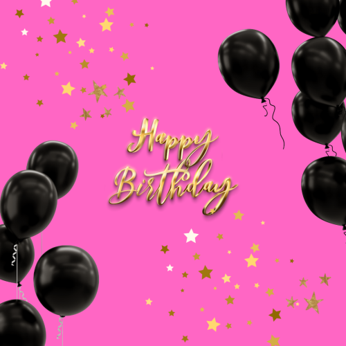 Golden stars and balloons, Happy Birthday