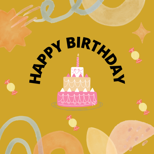 Cake and candy's message Happy Birthday