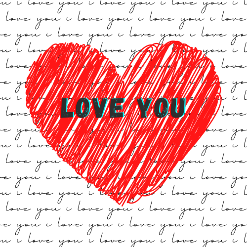 Red heart message Love You