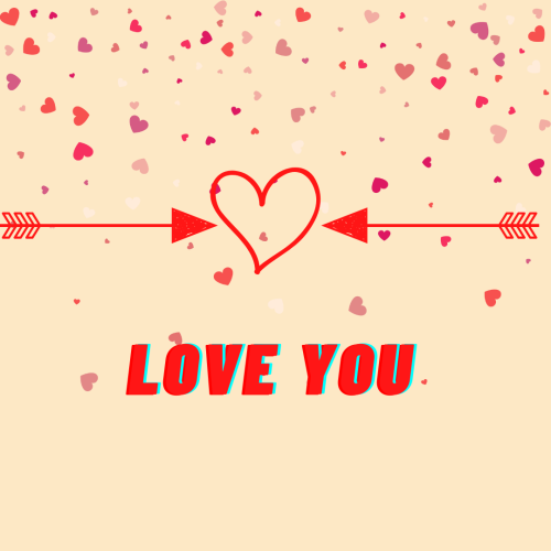 White background and hearts on back, Love You